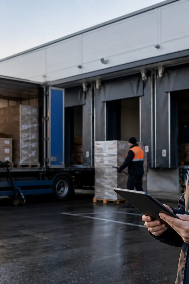 Transportledare vid en lastterminal